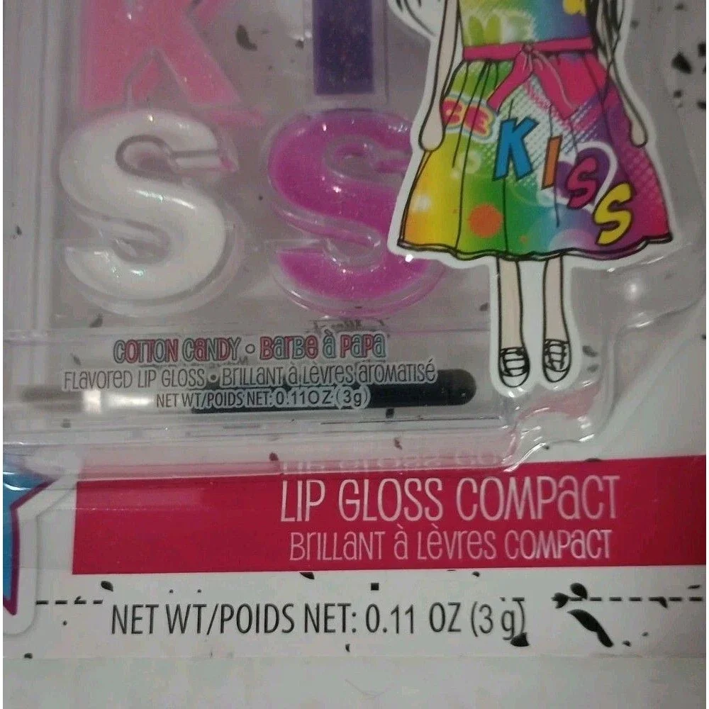 NEW Girls Rule KISS Lip Gloss Compact Cotton Candy Flavor